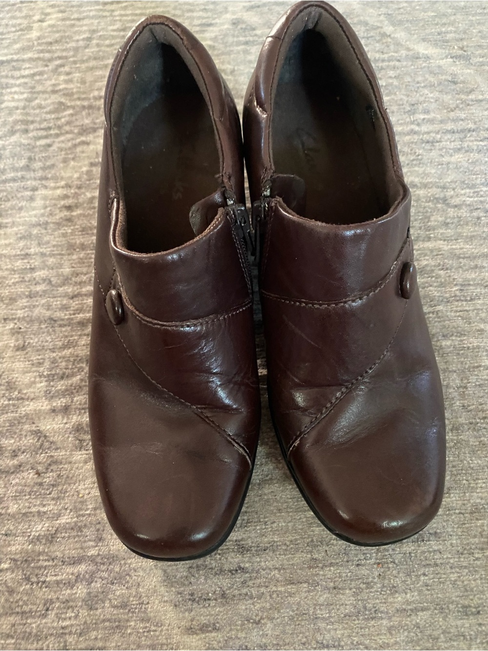 Clarks Women's Dark Brown Leather Ankle Booties